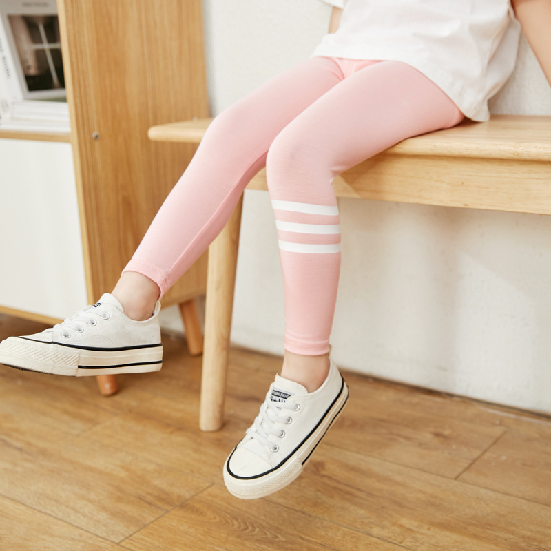 Picture of New Girls' Leggings for Outer Wear Spring & Fall New Korean Style Pure Color Three-Bar Modal Kidsren's Thin Leggings