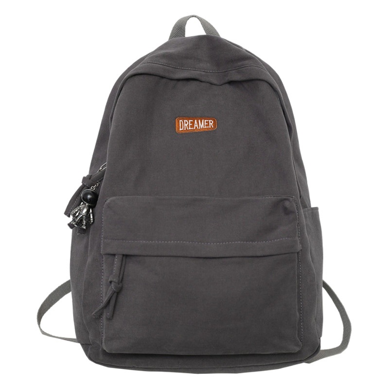 Backpack Male College Student Canvas Backpack Ins Japanese Style Simple Large Capacity Travel Bag Senior high school School Bag for Junior High School Students