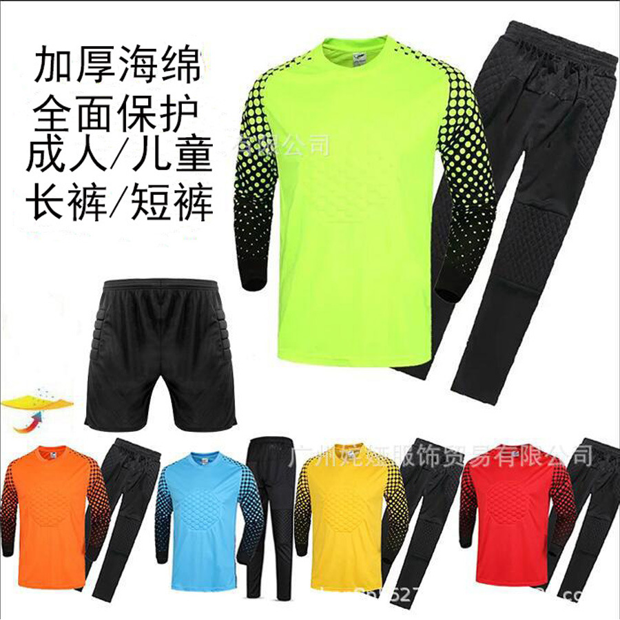 018 Adult/Child Soccer Goalkeeper Clothing suit Thickened Goalkeeper Clothing Goalkeeper Long Shorts Jersey Longmen
