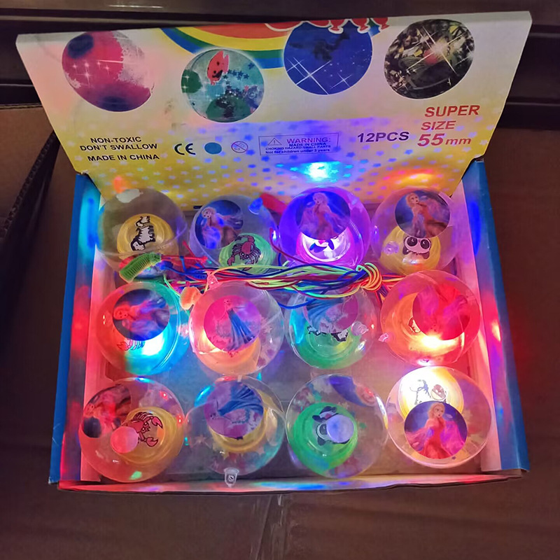 Picture of 5.5cm with rope flash crystal ball luminous elastic ball colorful jumping ball children's toy cartoon ball