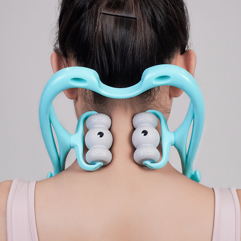 Picture of Manual Cervical Spine Massager Shoulder Neck Handheld Roller Cervical Spine Massager Neck Clip