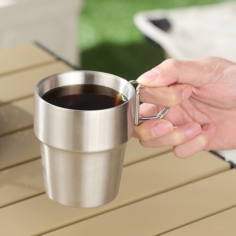 Picture of 304 stainless steel double-layer cold insulation coffee cup engraved logo can be stored outdoor anti-drop set tea cup water Cup