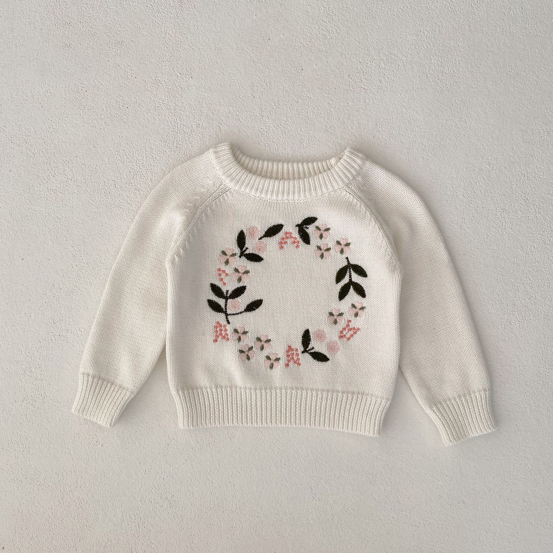 Picture of Ins 2025 New Autumn Popular Style Baby Girl Infant Kids Round Neck Knitwear Flower Embroidered Pullover Top