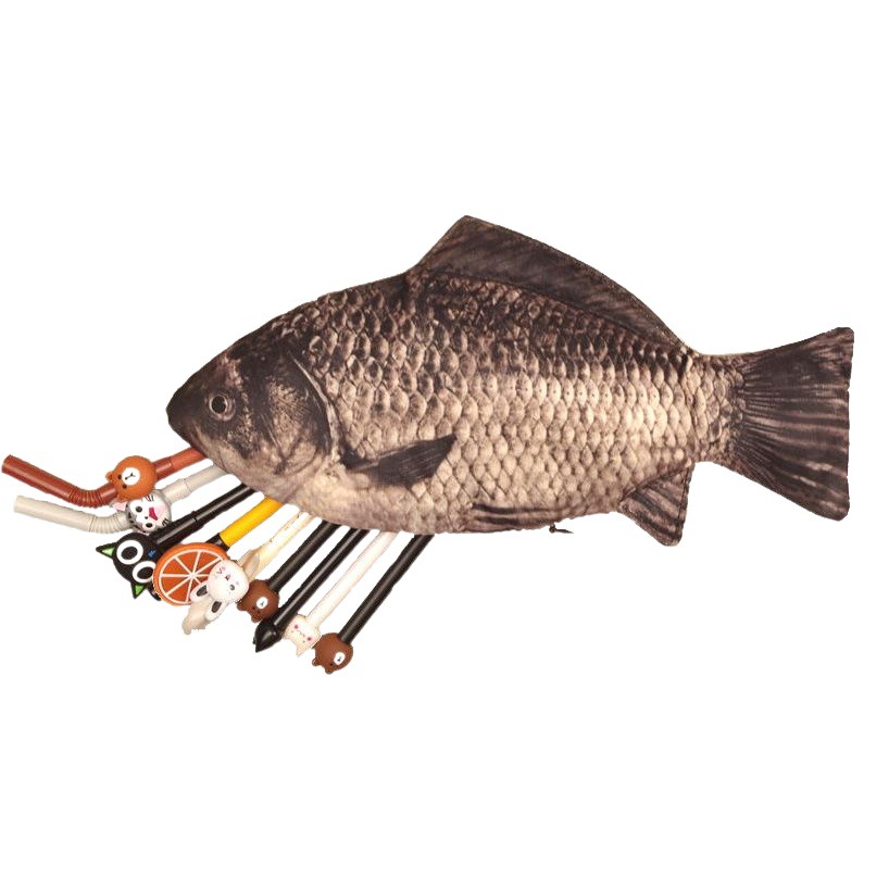Simulation plush toy crucian carp pencil case wallet personalized creative salted fish pencil case crucian carp pencil case simulation fish pen