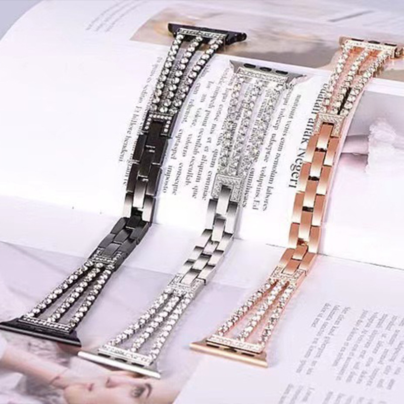 Suitable for Apple Watch Apple Watch Chain Diamond Denim Chain Women's Fashion S10 Strap