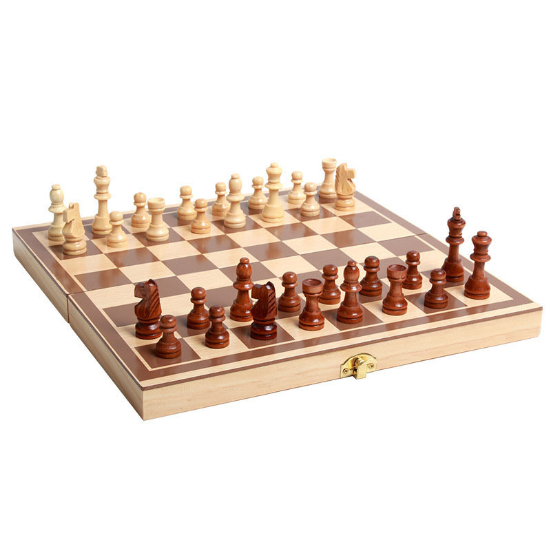 Picture of Wooden Magnetic Chess Children Magnetic Solid Wood Portable Chess Wooden Folding Chess Junior Students