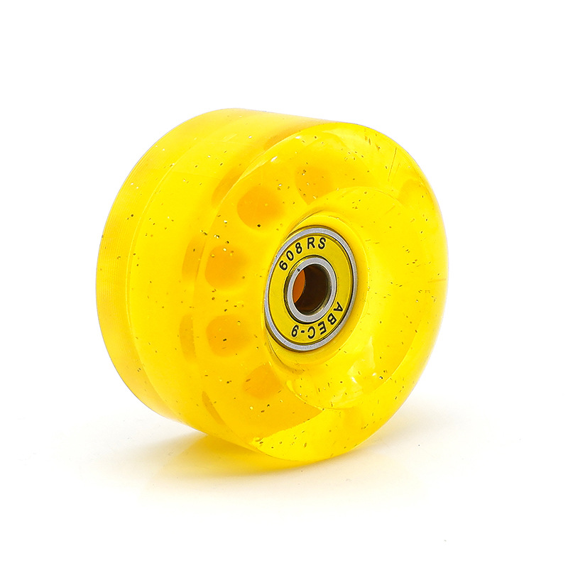 Picture of 5832 double-row skate shoes high elastic PU wheel four-wheel roller skates 82A non-luminous wheel colorful sequins transparent wheel