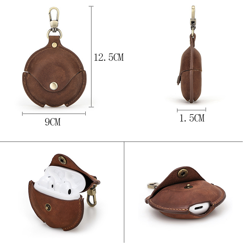 Picture of Suitable for Huawei freebuds3 Protective Case Crazy Horse Leather Hook Convenient Huawei 3rd Generation Wireless Bluetooth Headphone Case