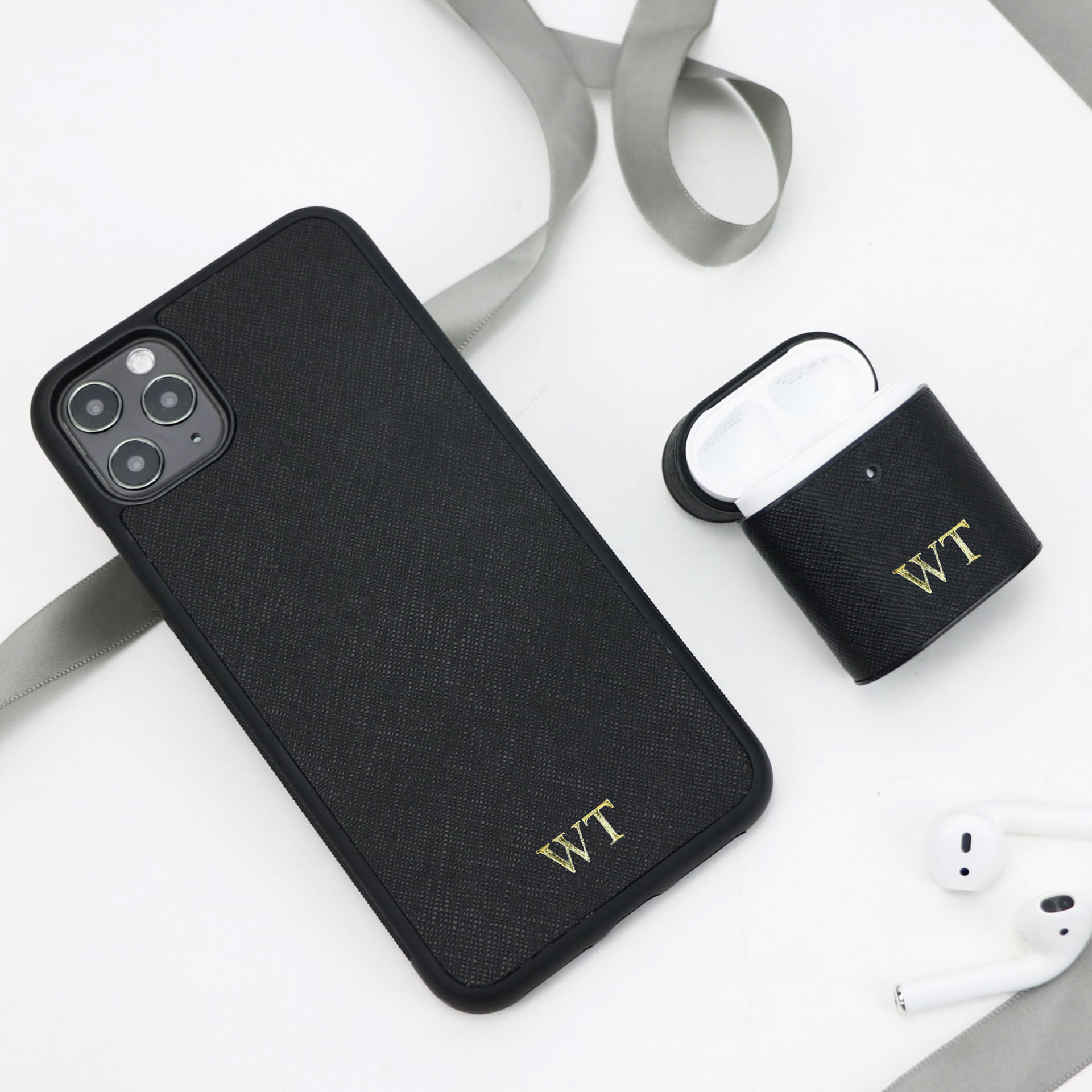 Picture of Genuine Leather drop-resistant Airpods Bluetooth headset protective cover + phone case for Iphone11-15Samsung