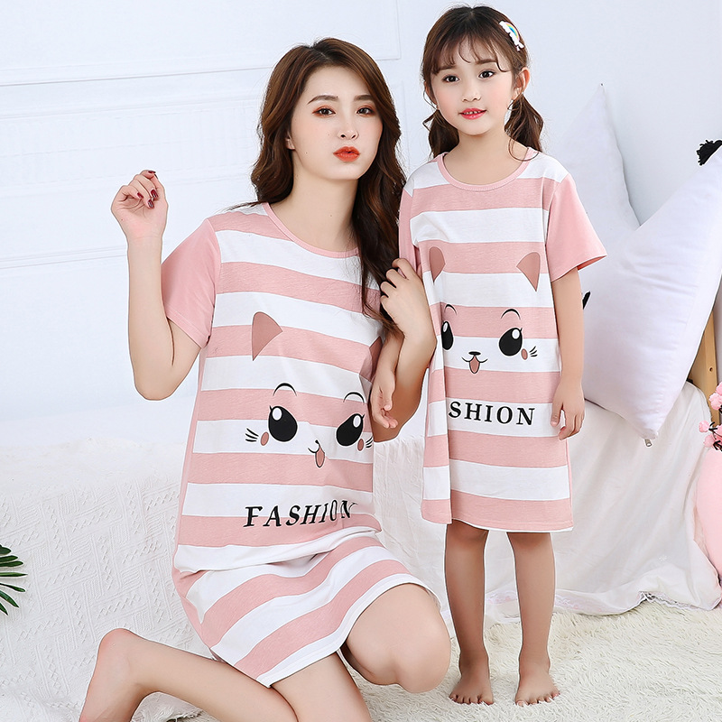 Picture of Women's Nightdress Women's Spring and Summer New Children's Clothing Girls' Pajamas Summer Cotton Home Girl's Dress Casual