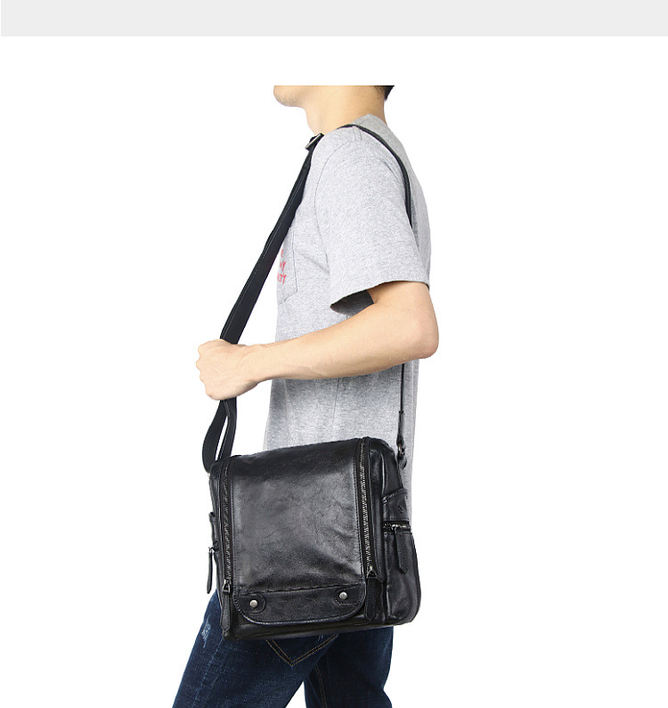 Picture of Summer New Retro Bag Top Layer Cowhide Men's Handmade Leather Bag Men's Genuine Leather Men's Bag Crossbody Bag Men's Shoulder Bag Men