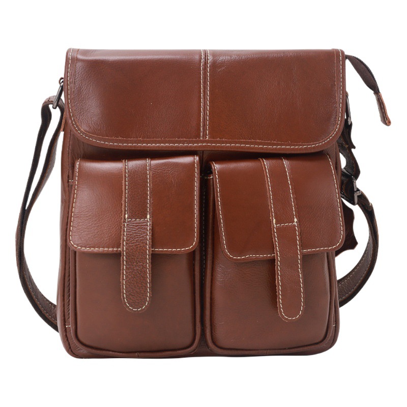 Men's messenger bag genuine leather vintage first layer cowhide men's bag casual business travel bag large capacity shoulder bag