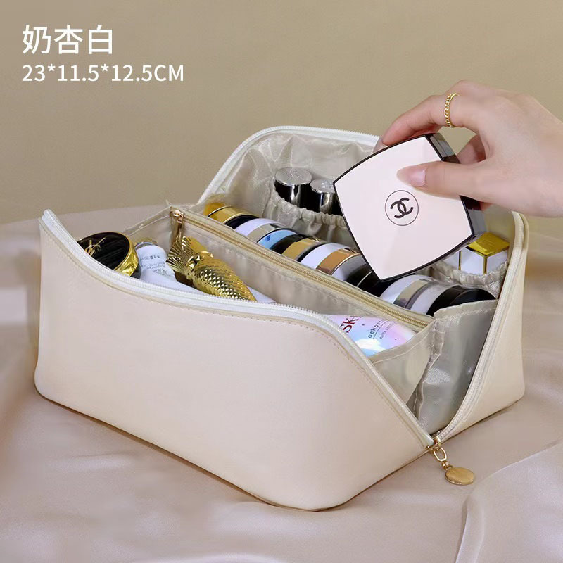 Picture of Internet celebrity style large capacity high-looking PU cosmetic bag letter-free portable storage bag travel storage bag wholesale