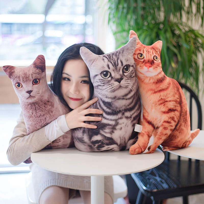 Picture of Creative simulation 3D three-dimensional Cat pillow Tiger Cat plush toy doll children's comfort doll wholesale