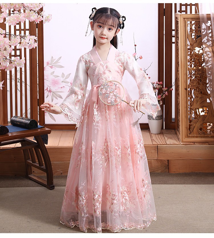 Picture of Hanfu Girl's Spring and Autumn Ancient Costume Chinese Style New Children's Costume Autumn Costume Ancient Style Spring and Autumn Super Immortal Girl's Tang Suit Spring Style