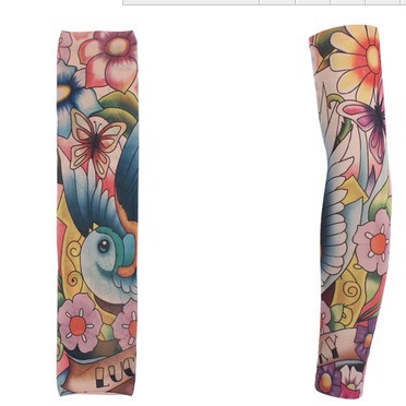Picture of Outdoor Sleeve Tattoo Sleeve Seamless Men's and Women's Flower Arm Riding Sunscreen Sleeve Tattoo Arm Gifts