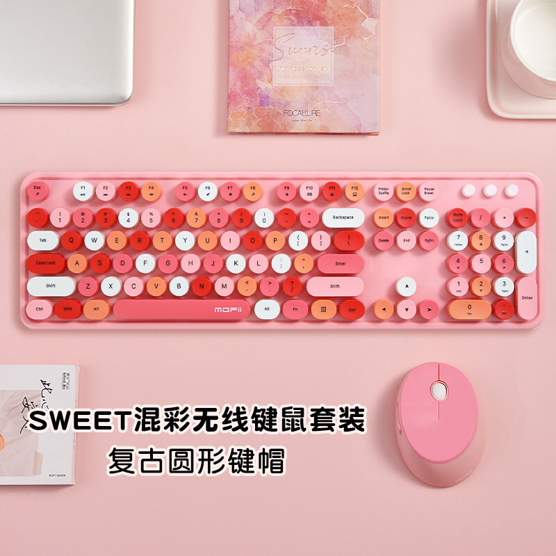 Picture of Ferris hand Sweet keyboard mouse suit Wireless Keyboard mouse mute laptop office 2. 4gusb interface
