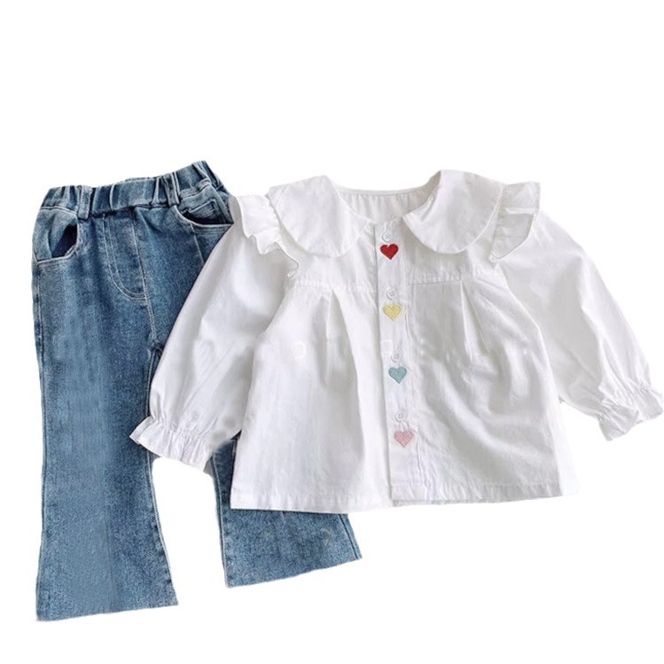 Picture of Little Xiangfeng Girl's Spring and Autumn Shirt Girl's Lace Shirt Baby Little Xiangfeng Doll Collar White Shirt F18