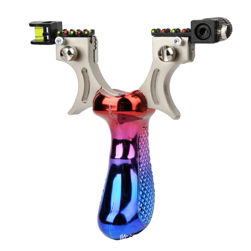 Picture of Slingshot new alloy colorful gradient 98 laser horizontal sight flat leather quick pressure free bomb rack outdoor wholesale