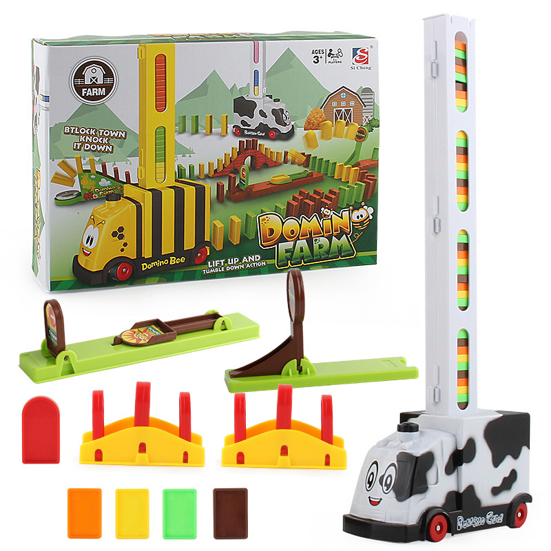 Picture of Transparent Dominoes Educational Kidsren's Automatic Card-Raising Electric Train Douyin Same Toys Wholesale