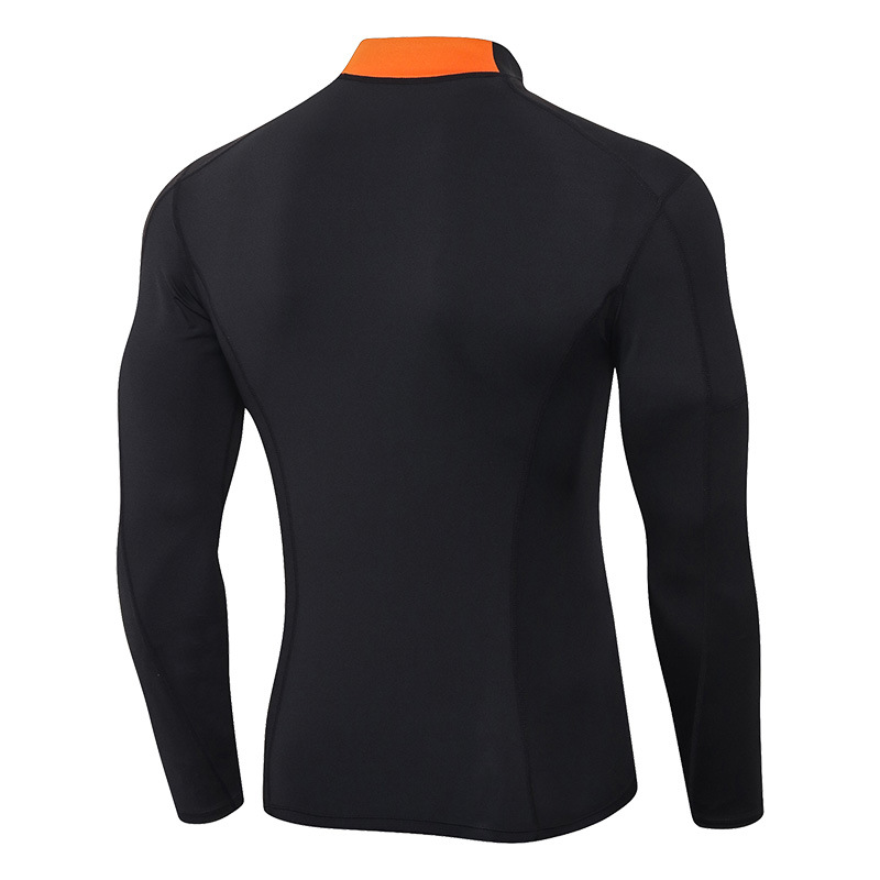 Picture of Men's Fitness Long-Sleeved High-Elastic Tight-Fitting Quick-Drying Running Training Clothes High-Neck Color-Blocked Sports New Tops