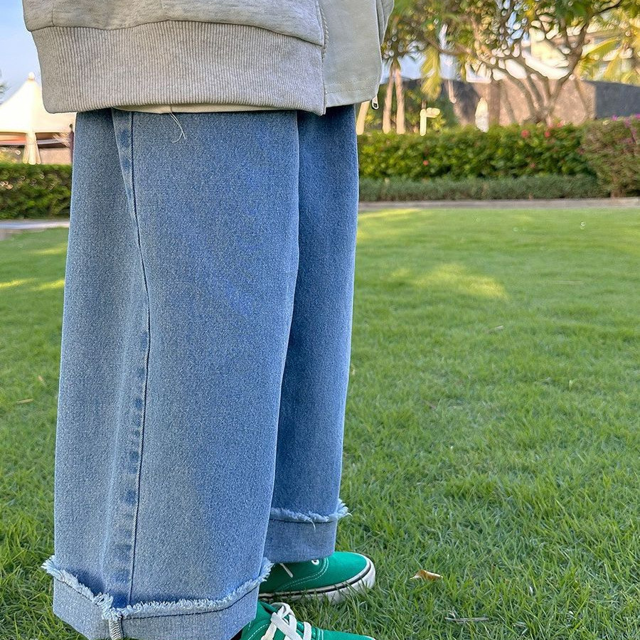 Picture of Boys Jeans Spring and Autumn 2024 New Design Sense Western Style Loose All-match Trousers Children's Wide-leg Long Pants
