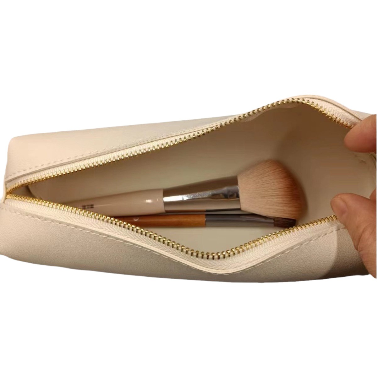 Portable Makeup Brush Cosmetics Bag Pu Leather Large Capacity Portable Cosmetics Storage Pencil Bag Optional and Customized Colors