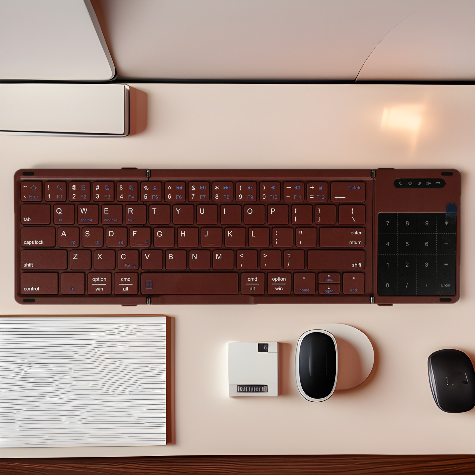 Bluetooth Keyboard with Touchpad + Numeric Keyboard Dual Mode Connection Folding Portable Office Bluetooth Folding Keyboard
