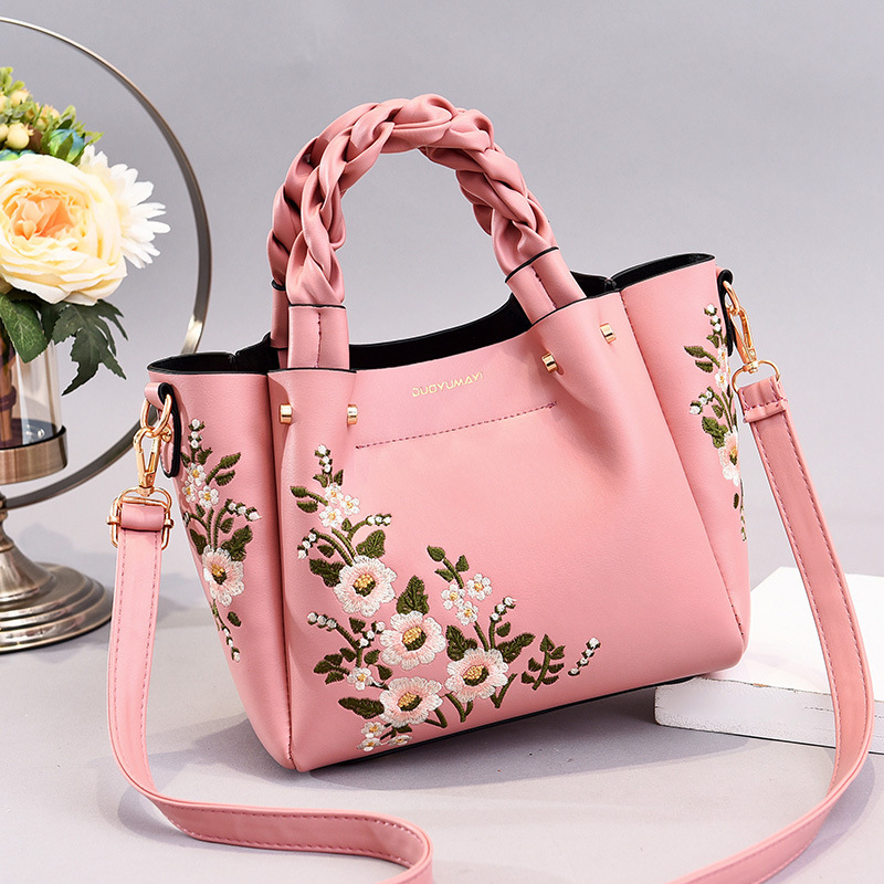 Picture of Spring and Autumn New Women's Bag Handbag Crossbody Bag Embroidered Soft Leather Women's Bag Bucket Bag Women's Bag Soft Bag Women's Bag