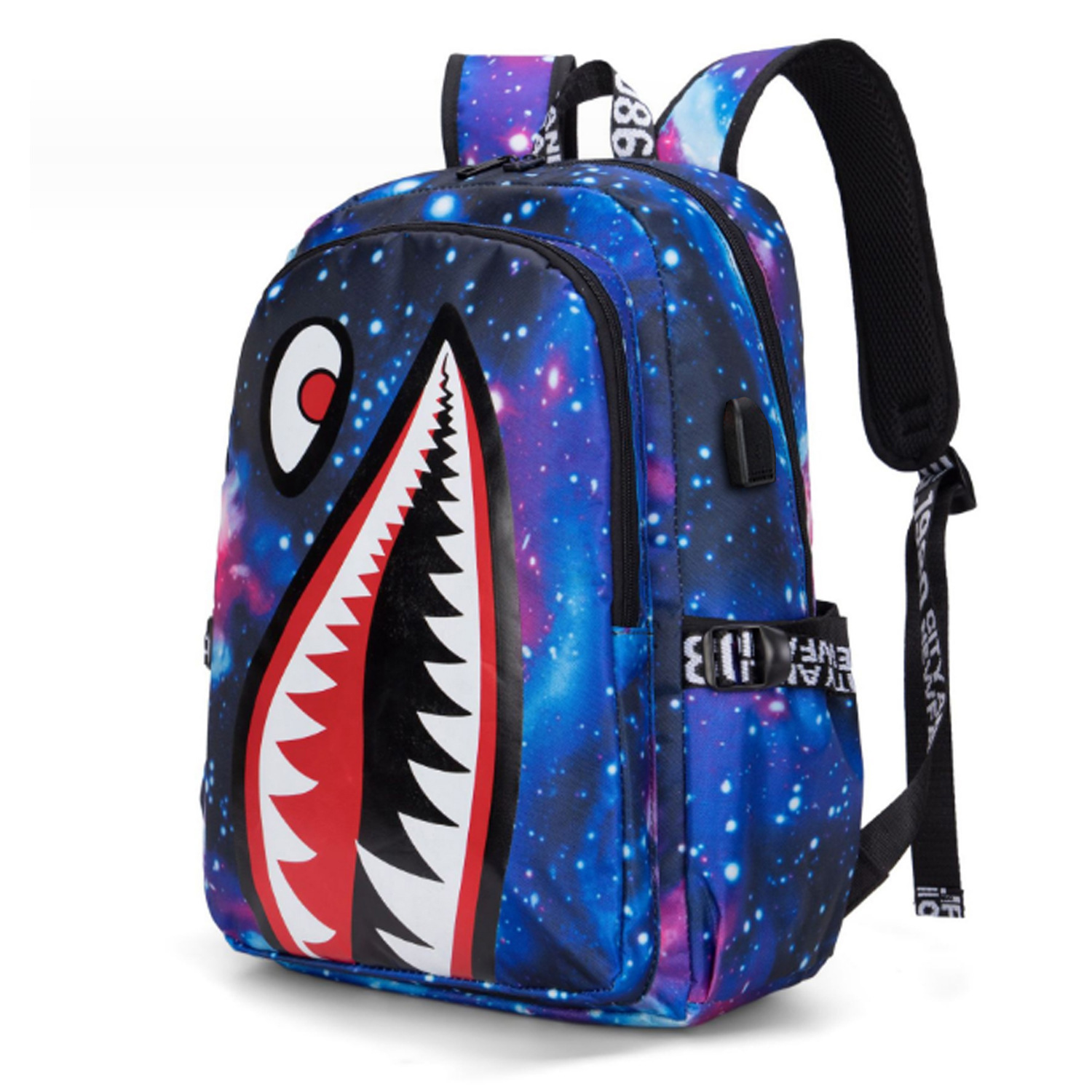 Picture of Cross-border Oxford Shark Schoolbag Primary School Grade 4, 5 and 6 Large Capacity Backpack Personalized Simple Backpack for Men