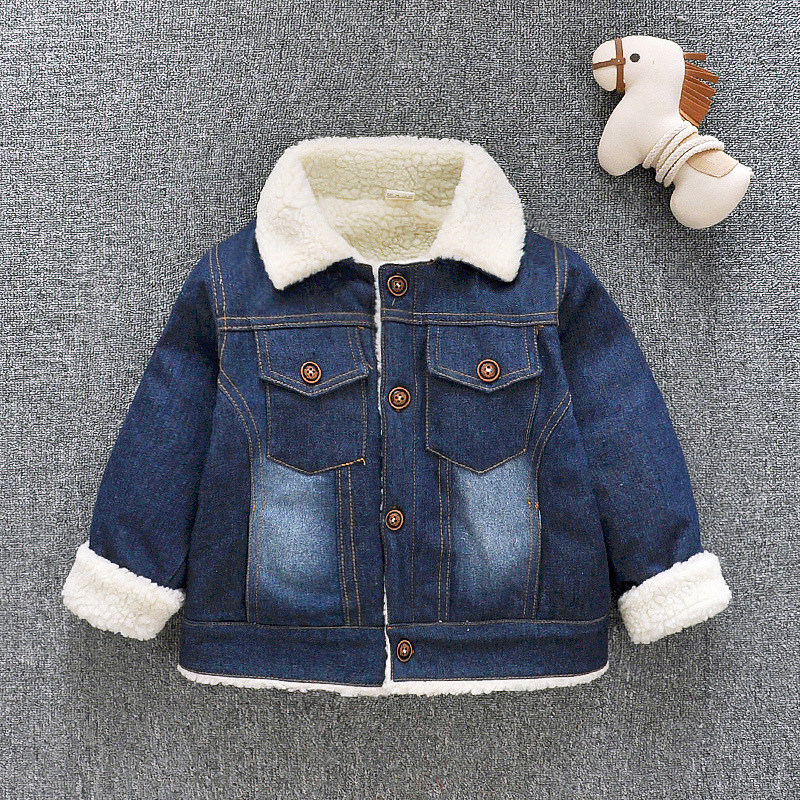 Picture of 2021 new girls denim coat plus velvet padded autumn and winter men's baby children's western style Korean fashion clothes 0-3