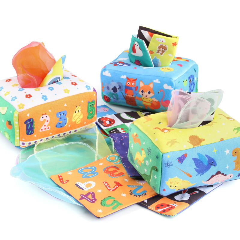 Baby puzzle early education cloth book toy box simulation dinosaur letters tear tissue box baby paper cloth book