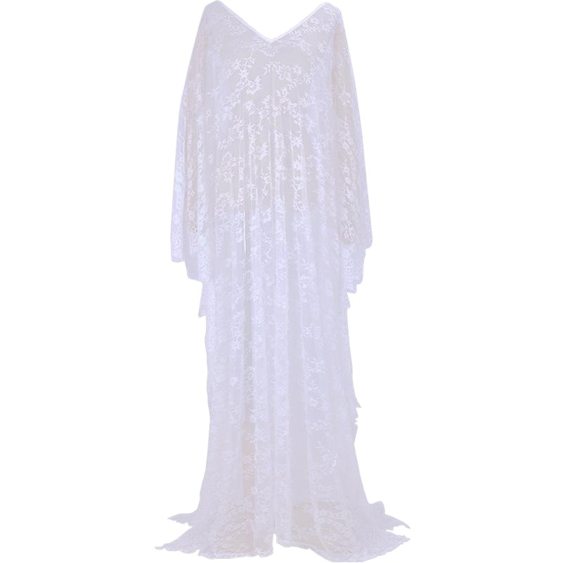 Amazon Explosions Oversized Loose Large Size Robe Lace Long Dress Holiday Beach Dress Swimsuit Blouse Dress Women