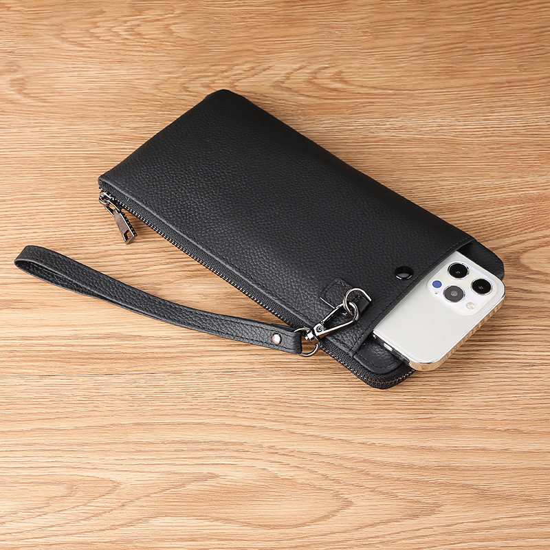 Picture of Douyin explosive top-layer cowhide clutch bag, fashionable trendy card bag, mobile phone bag, leather multi-functional long wallet