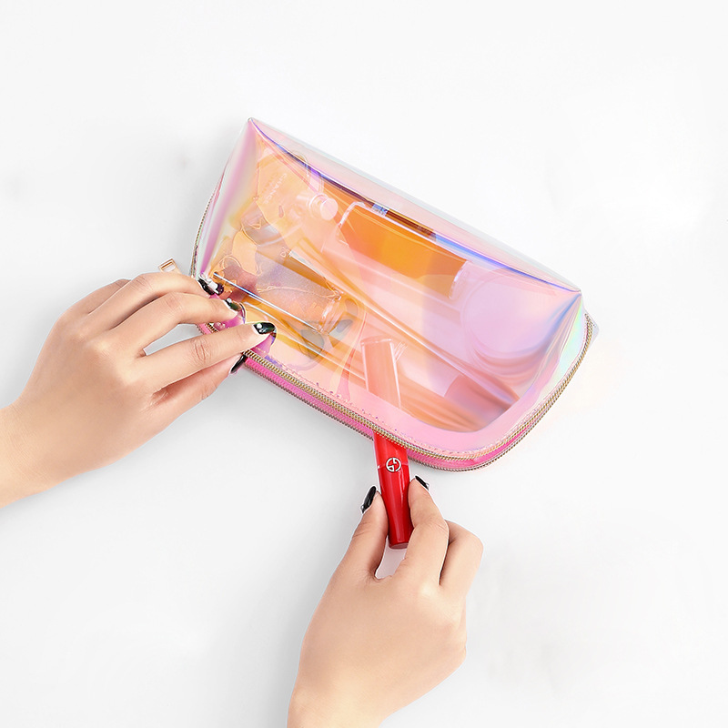 Picture of In stock new colorful transparent laser cosmetic bag TPU shell wash bag portable storage bag wholesale