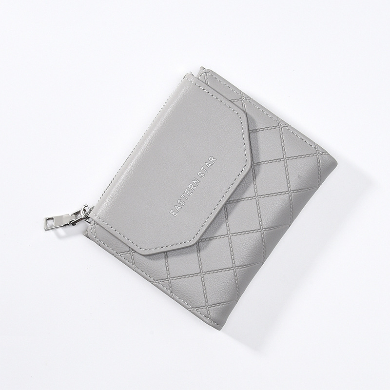 Picture of New Multifunctional Wallet Women Card Bag PU Coin Purse Women's Thin Fashionable Rhombic Short Women's Trendy Wallet
