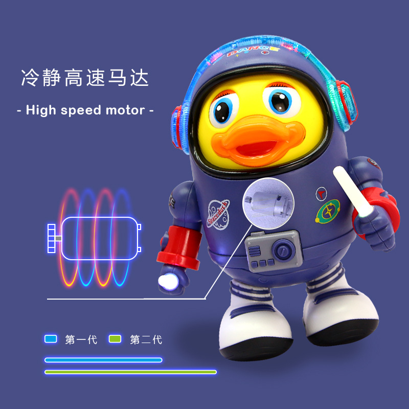 Picture of Douyin's Same Electric Singing, Dancing, Music, Lighting, Space Duck, Left and Right Walking, Toy for Boys and Girls Aged 1-2-3