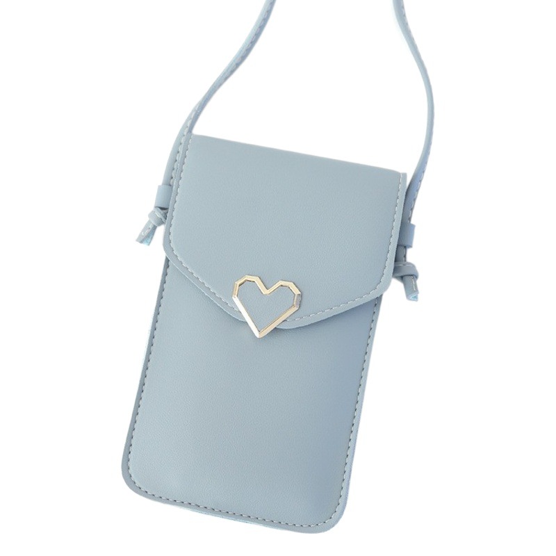 New Style Simple Mini Crossbody Women's Bag Love Waterproof Buckle Coin Purse Transparent PVC Touch Screen Mobile Phone Bag