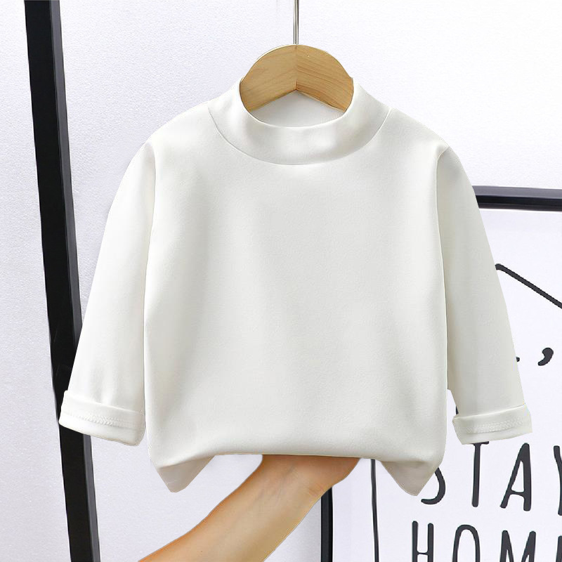 Picture of 2023 new autumn and winter dopamine girls' inner half turtleneck warm long-sleeved shirt children's velvet bottoming shirt