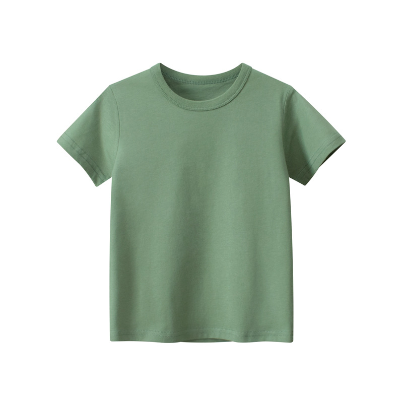 Picture of 27Kids Kidsren's Clothing Summer 2025 Kidsren's Short-Sleeved T-Shirt Advertising Shirt Korean Style Pure Color Unpatterned Kidsren's Clothing