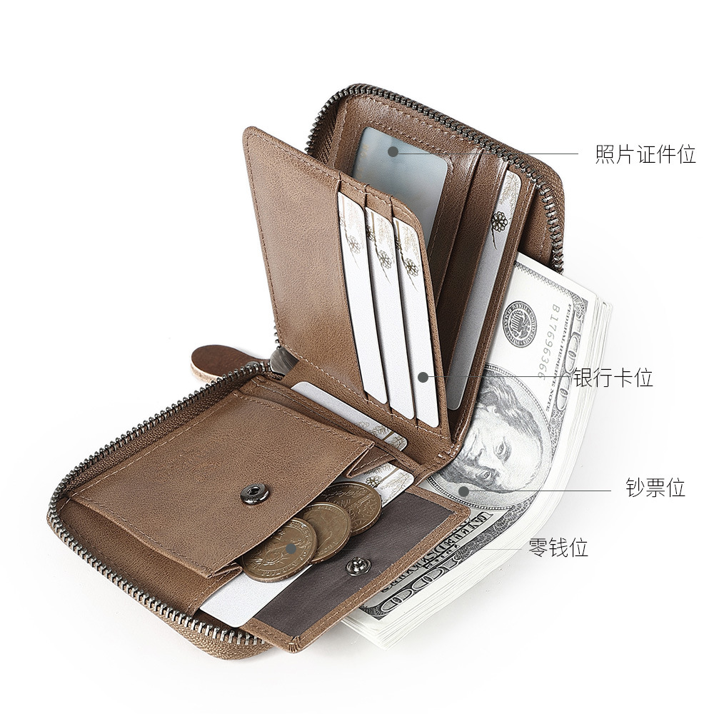 Picture of Cross-Border Delivery C Brand Boxed Men's Wallet First-Layer Cowhide Coin Bag Zipper Wallet Horizontal Multi-Functional Wallet