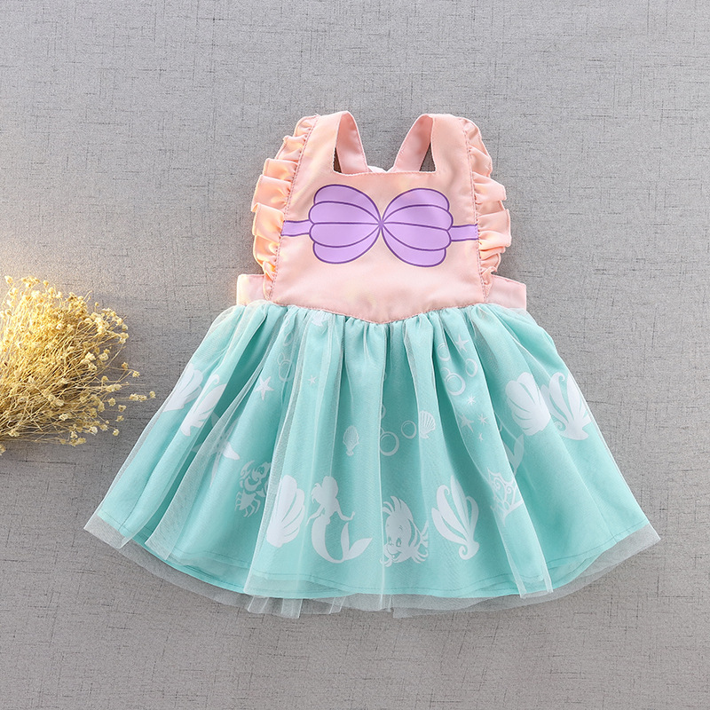 Picture of 2022 new bib apron newborn snow white ice and snow painting dining waterproof princess dress one-piece delivery