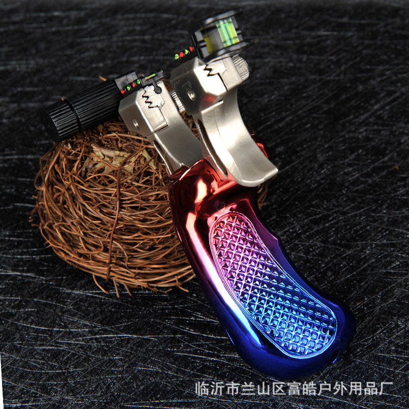 Picture of Slingshot new alloy colorful gradient 98 laser horizontal sight flat leather quick pressure free bomb rack outdoor wholesale