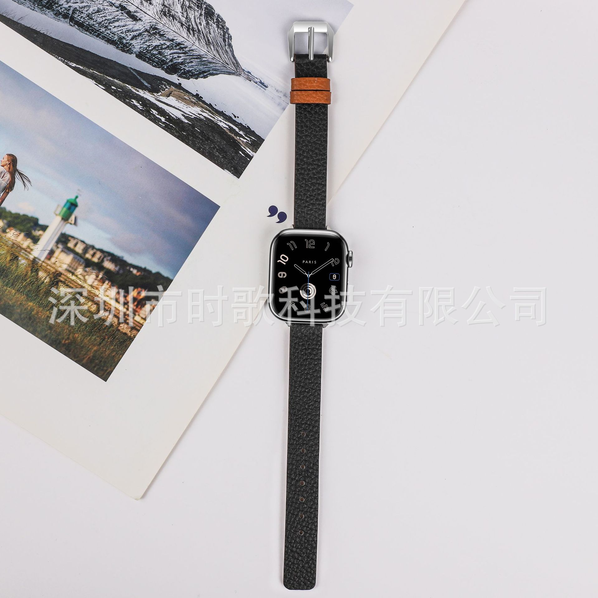 Picture of For apple watch strap litchi pattern appleiwatch1098Ultra leather autumn and winter thin strap wholesale