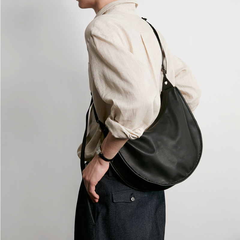 Picture of Japanese Retro Shoulder Crossbody Bag Male Student School Bag Large Capacity Simple Messenger Bag Soft Leather Backpack