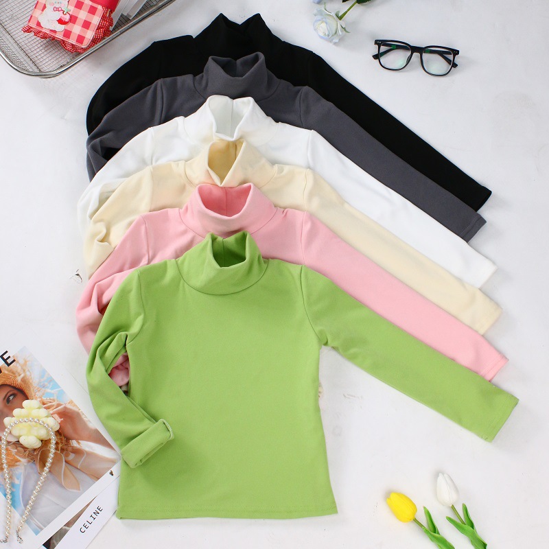 Picture of Autumn and Winter New Style German Velvet Kidsren's Half Turtleneck Bottoming Shirt Pure Color Boys and Girls Baby Thermal Intimates Dropshipping