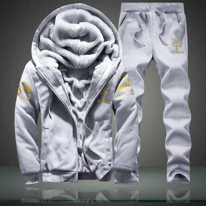 Picture of Cross-border Men's Casual suit Men's Autumn and Winter fleece-lined Warm Cotton Clothes Youth Training Sportswear Baseball Clothes
