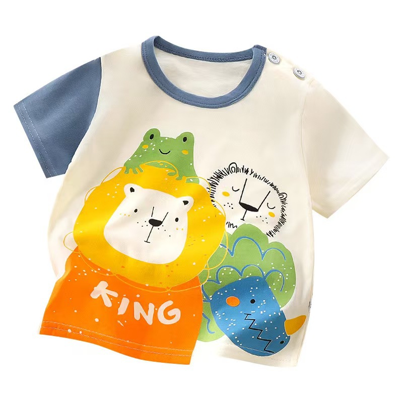 Picture of New cotton summer children's half sleeve round neck T-shirt short sleeve sports home clothing factory direct sales a generation of hair
