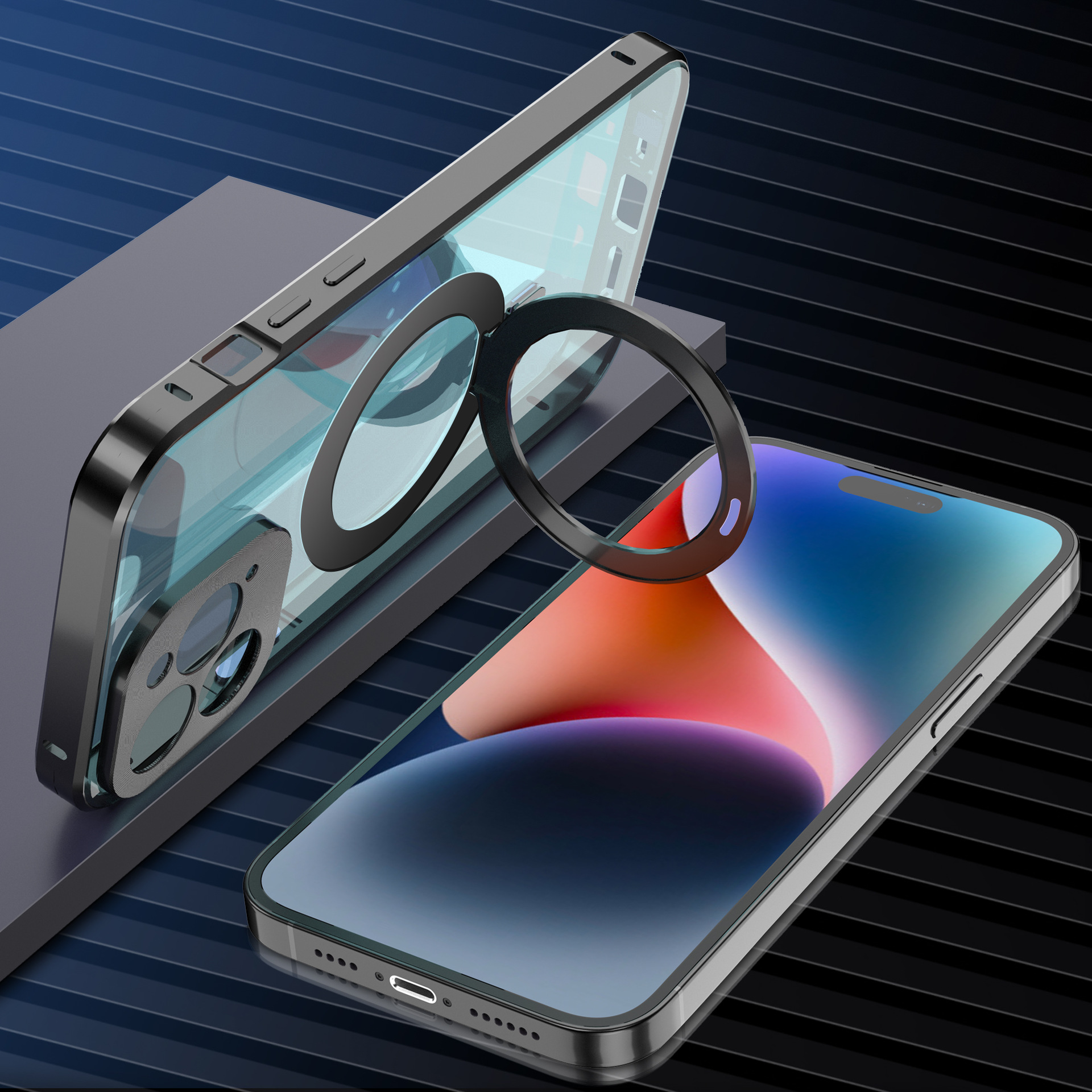 Picture of Suitable for iPhone16 Phone Case Magneto 15promax Metal Magnetic MagSafe Folding Bracket Sheath
