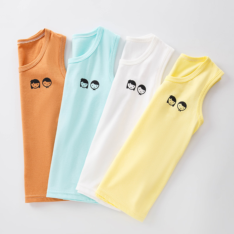 Picture of Summer Children's loose casual I-shaped round neck vest boys and girls solid color cotton vest sleeveless undershirt bottoming top